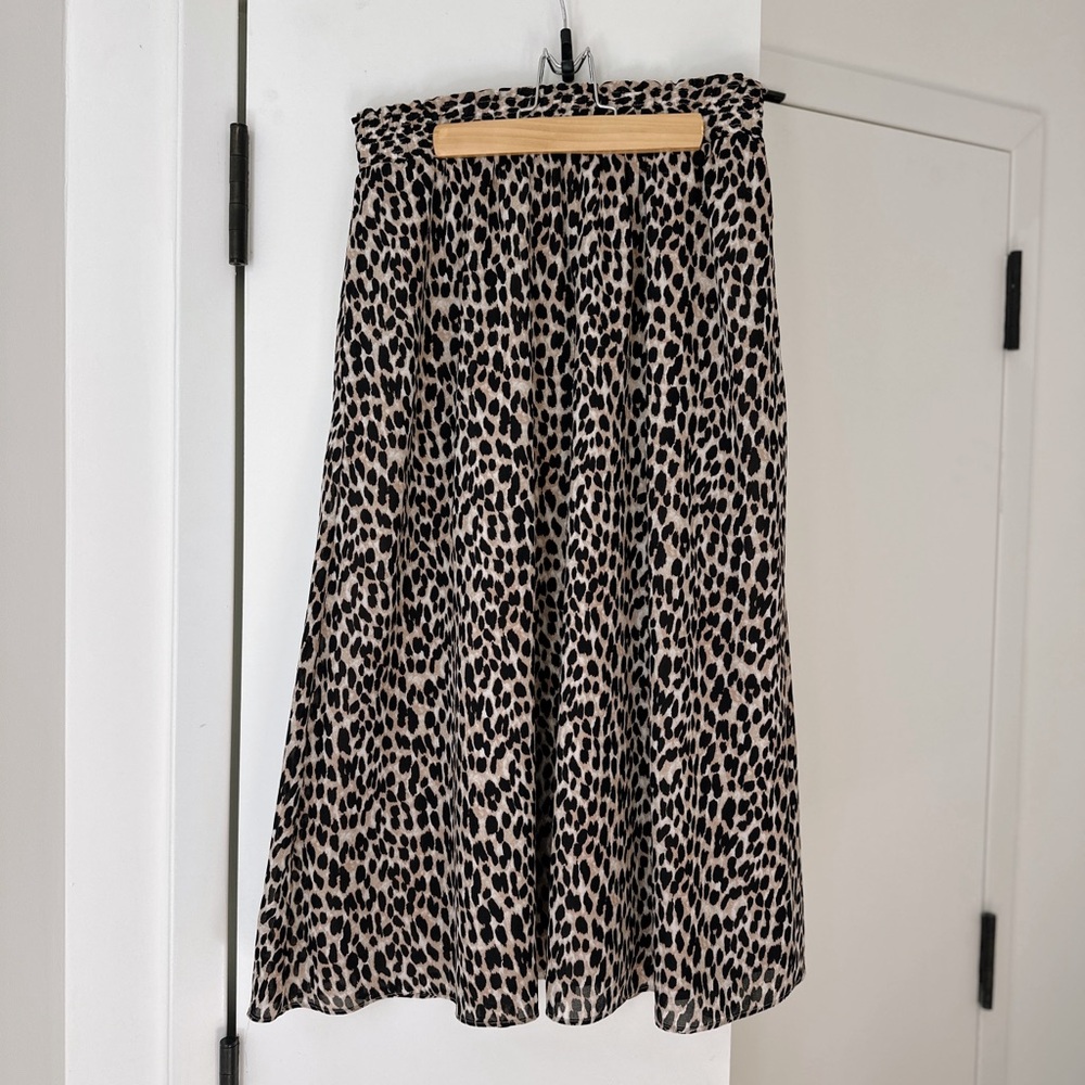 LOFT Black and Cream A-Line Skirt